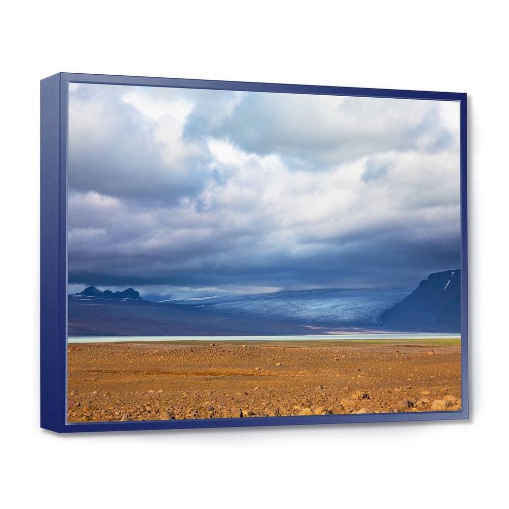 Designart "Stretch of Land under Blue Sky" Landscape Artwork Print on Framed Canvas