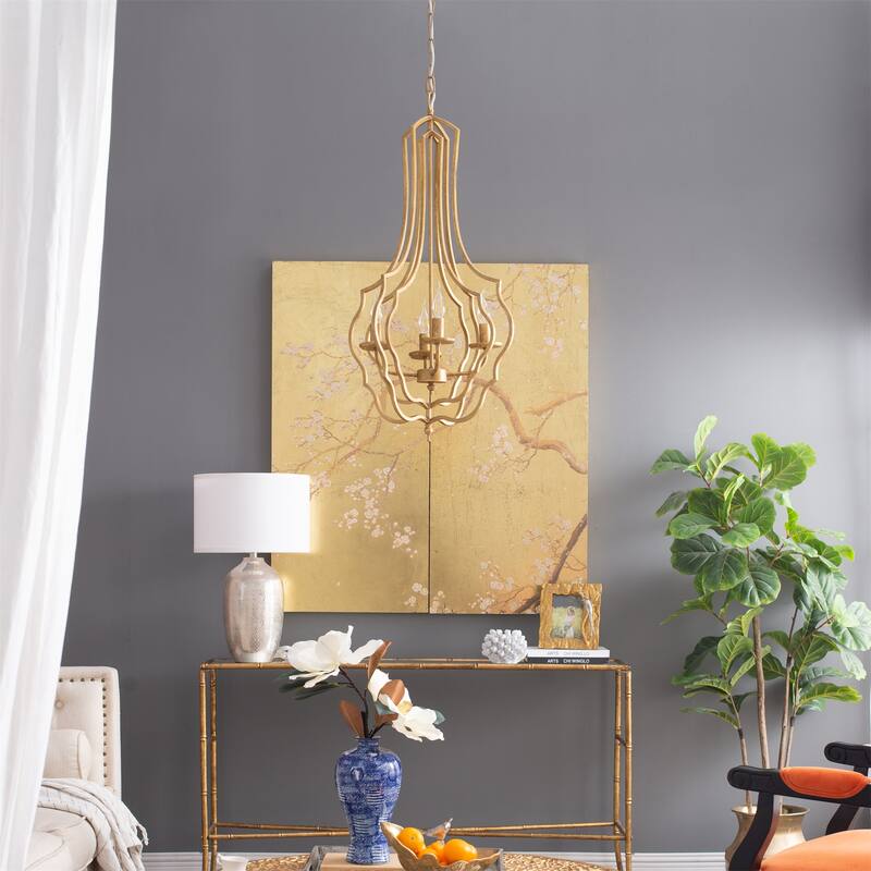 4-Light Metal Chandelier with Adjustable Chain