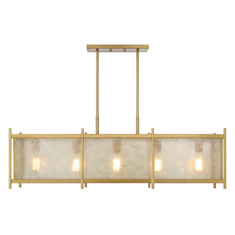 Warm Brass Five Light Linear Chandelier from the Jacobs Collection
