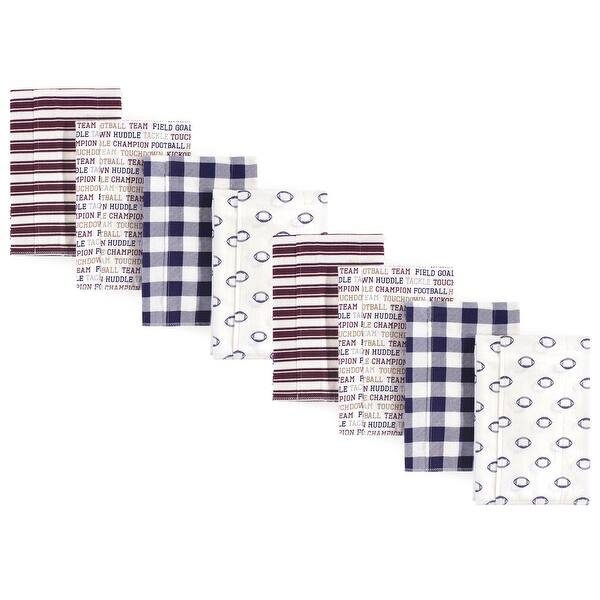 slide 1 of 1, Hudson Baby Boys and Girls Cotton Poly Flannel Burp Cloths 8-Pack, Football, One Size - Football 8-Pack - One Size