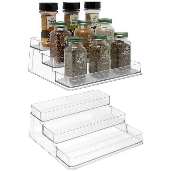 3-Tier Plastic Spice Rack - Countertop Shelf Organizer for Kitchen ...