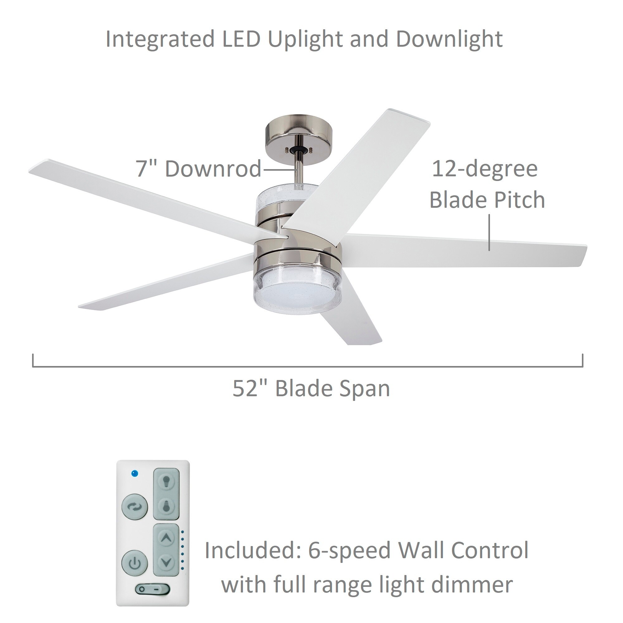 Lucere 52 Inch Modern Dual-Light LED Ceiling Fan with Remote Control-image