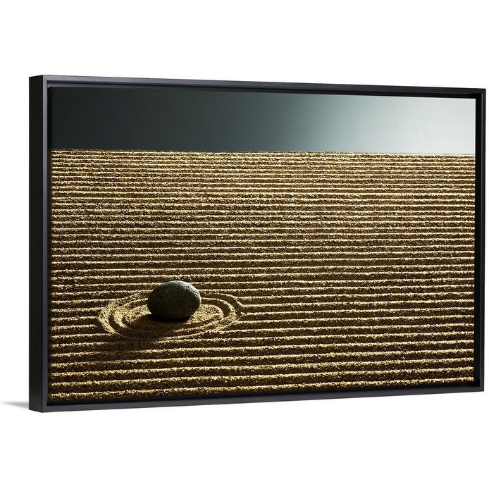 Shop Zen Stone On Sand Black Float Frame Canvas Art Free Shipping Today Overstock