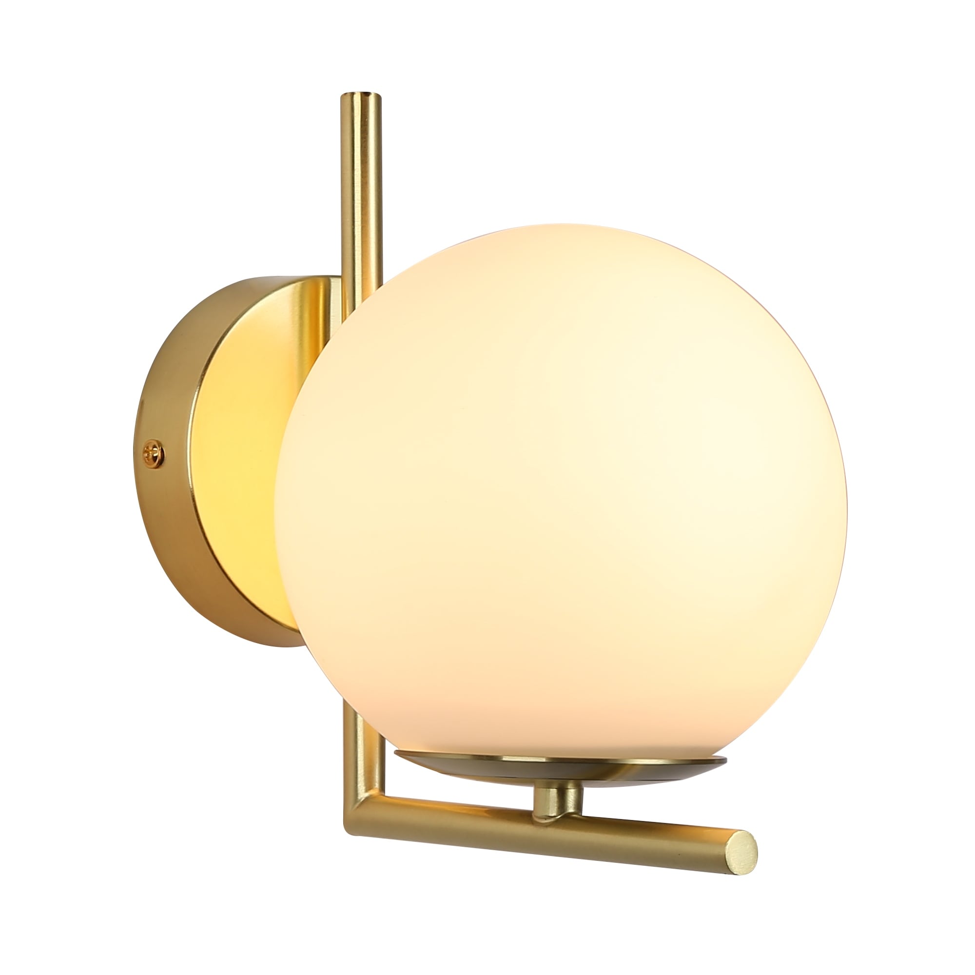 Modern Brass Gold Globe Glass Plug in Wall Sconce-Indoor Wall Light Fixtures for Bedroom, Living Room