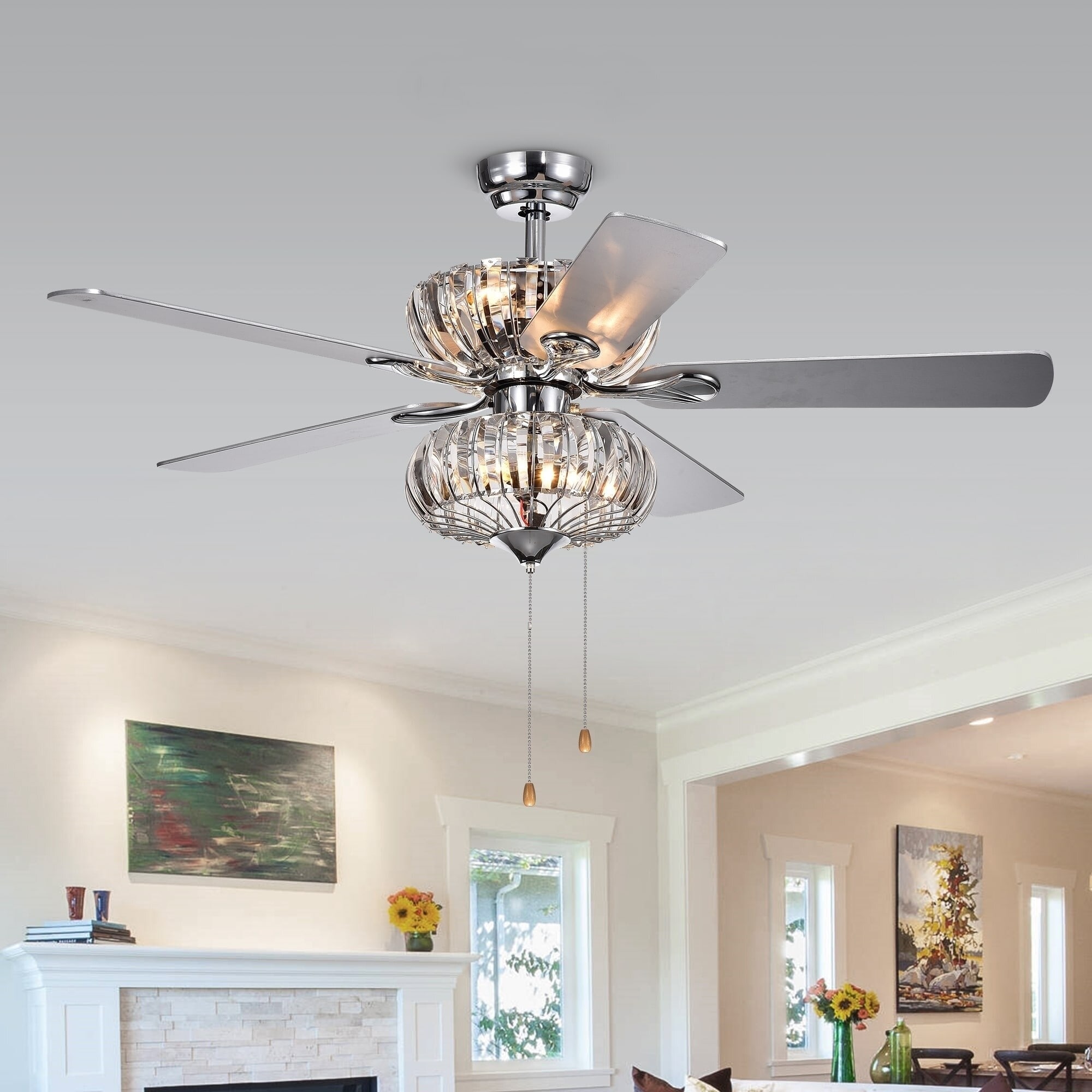 Warehouse of Tiffany Kyana Chrome Crystal 6-light 52-inch Ceiling Fan