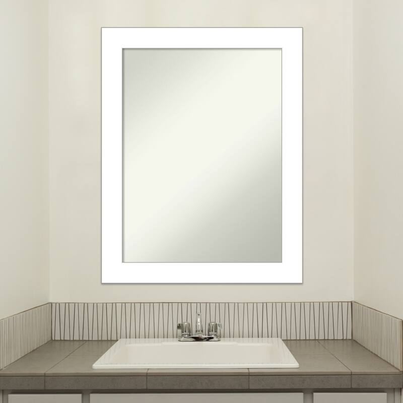 Non-Beveled Bathroom Wall Mirror - Wedge White Frame