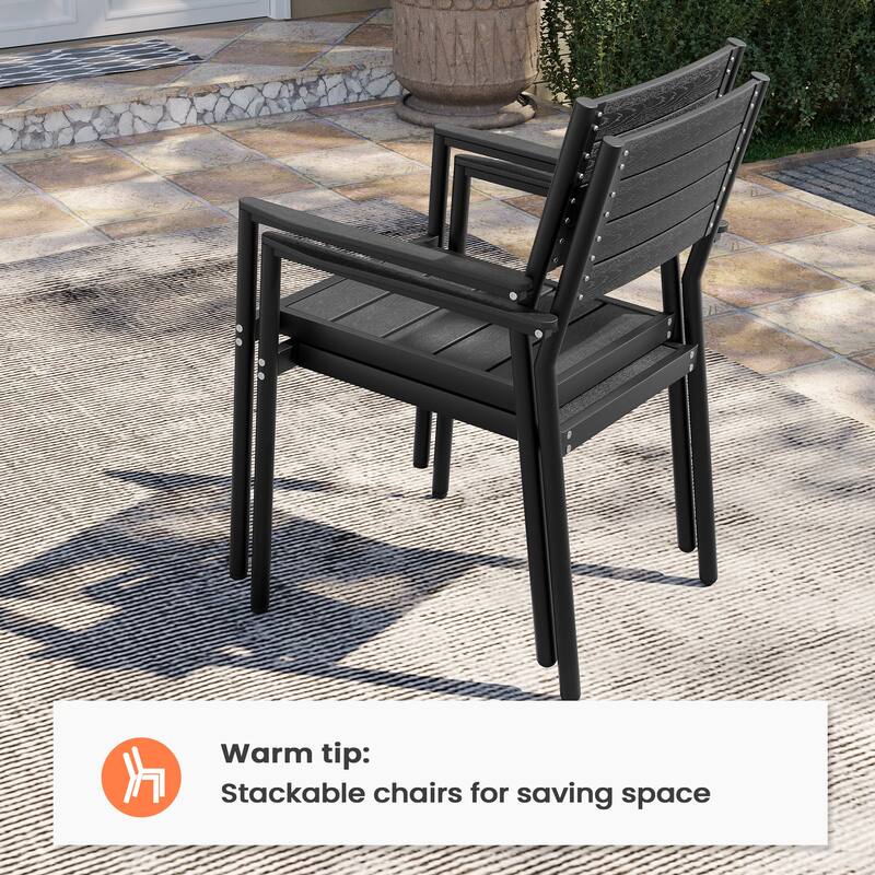 Pellebant 13PC Aluminum X Frame Outdoor Patio Dining Set Table with Stackable Armchairs