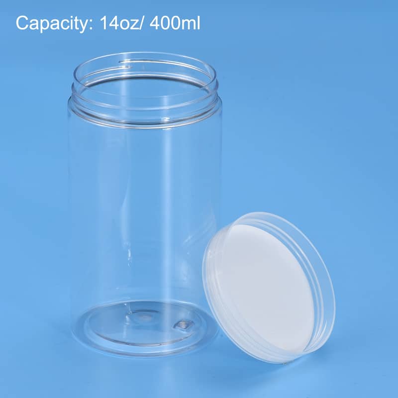 Round Plastic Jars with Transparent Screw Top Lid, 2Pcs
