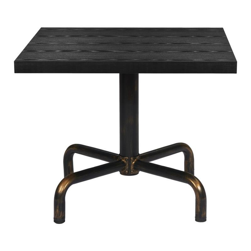 HomeRoots 36" Black and Gold Wood and Steel Pedestal Base Square Dining Table - 36.00 in. x 29.50 in. x 36.00 in.