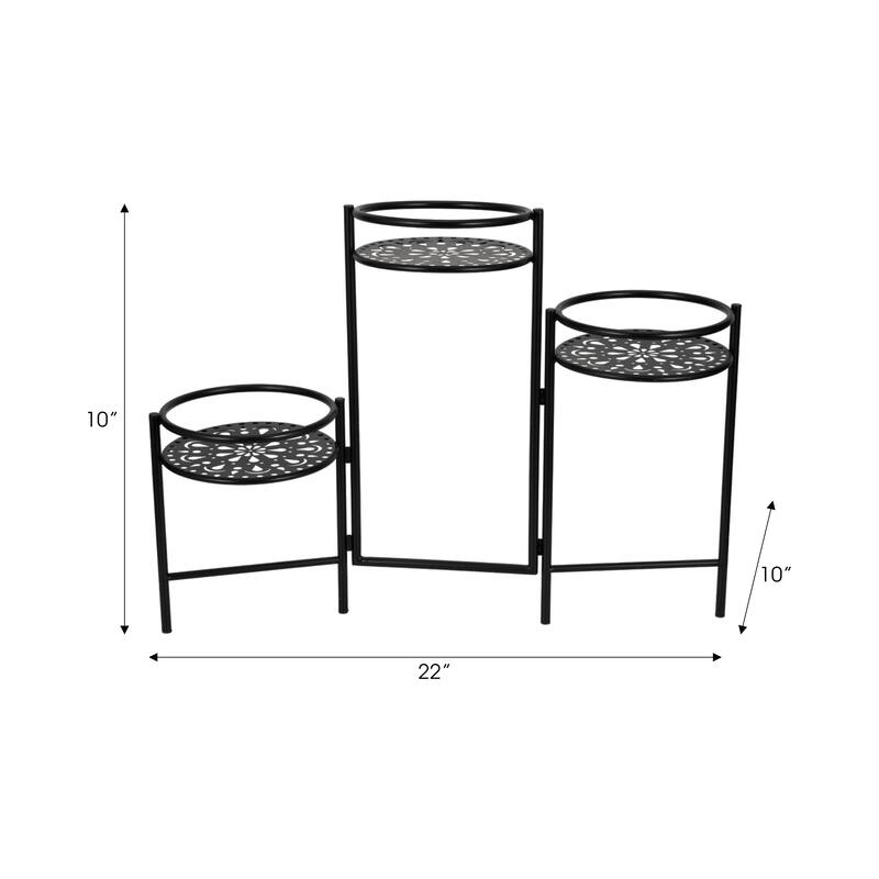 Sagebrook Home 22" Metal Folding 3Tier Plant Stand, Round, 22"H, Solid Color - 10" x 10" x 22"