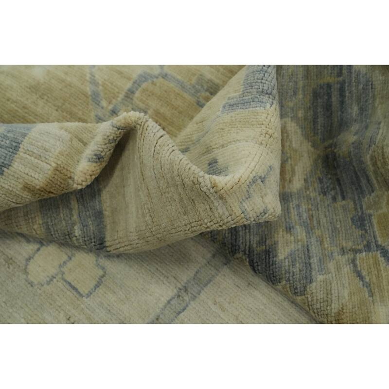 Vegetable Dye Wool Oushak Turkish Large Rug, Floral Geometric Carpet - 14' 3'' X 12' 2''