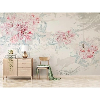 Watercolor Peony Flowers Removable Textile Wallpaper - Overstock - 32588202