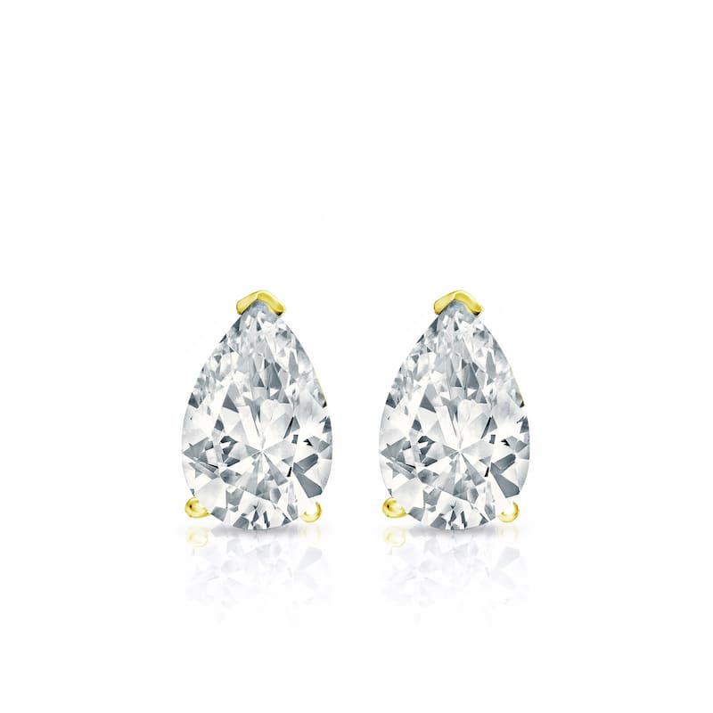 Auriya 14k Gold Lab Grown Pear Diamond Stud Earrings 0.50 to 5.00 ct. tw. V-End Prong Screw-Back (F-G VS)
