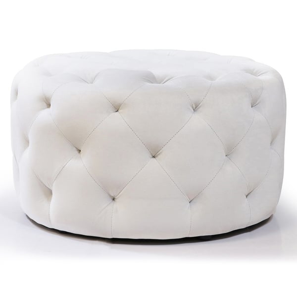 Warehouse of Tiffany Meerna 24-inch Round Tufted Padded Ottoman (Optional Colors) - White