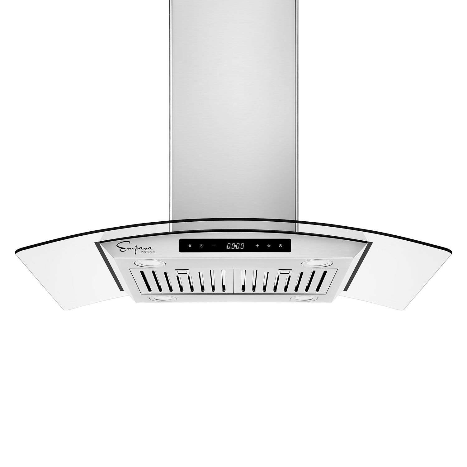 Empava 36" Ducted and Ductless Island Range Hood - Exhaust Kitchen Vent - Glass Cover - Dishwasher-Safe Stainless-Steel Filter