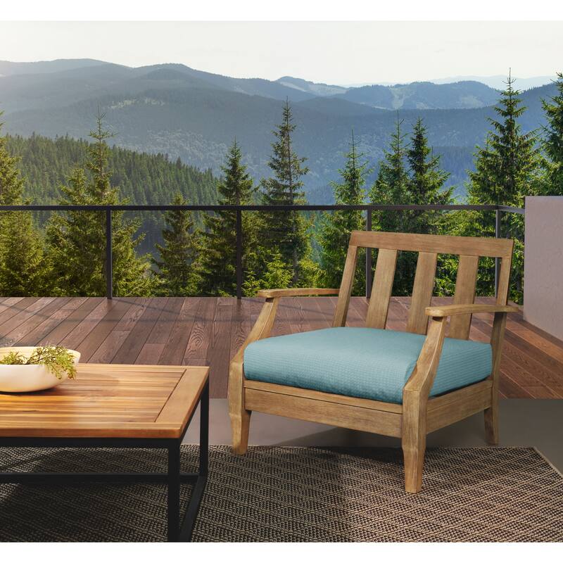 Sorra Home Outdura Outdoor Deep Seating Sofa Cushion Set - ETC Aqua - 22.5 in W x 22.5 in D x 5 in H