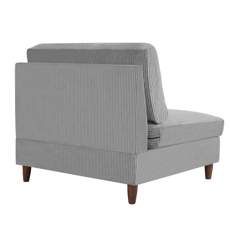 Corduroy Accent Chair with Ottoman Modular Couch Sectional Sofa