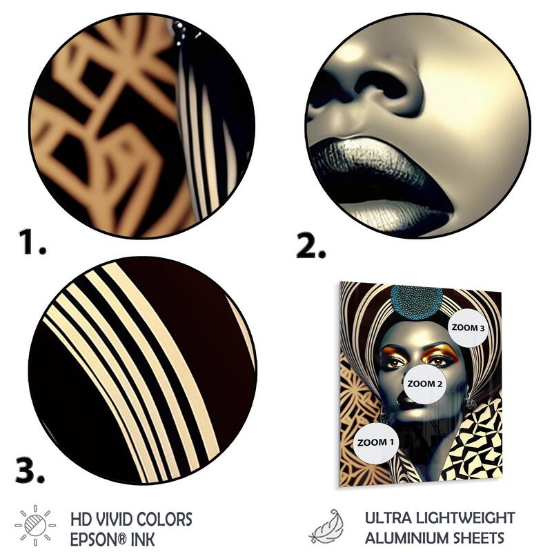 Designart 'Beautiful Contemporary African Retro Woman VI' African American Woman Metal Wall Art