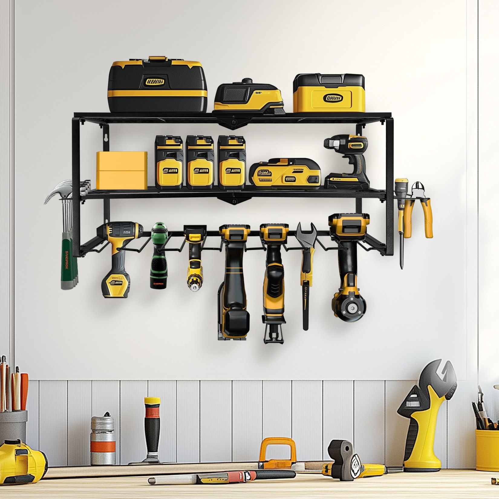 Heavy Duty 3-Tier Power Tool Storage Rack Wall Open Organizer Shelf