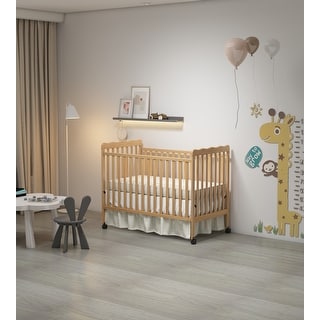 3-In-1 Convertible Crib, Made Of Sustainable Pinewood, Non-Toxic Finish, Comes With Locking Wheels