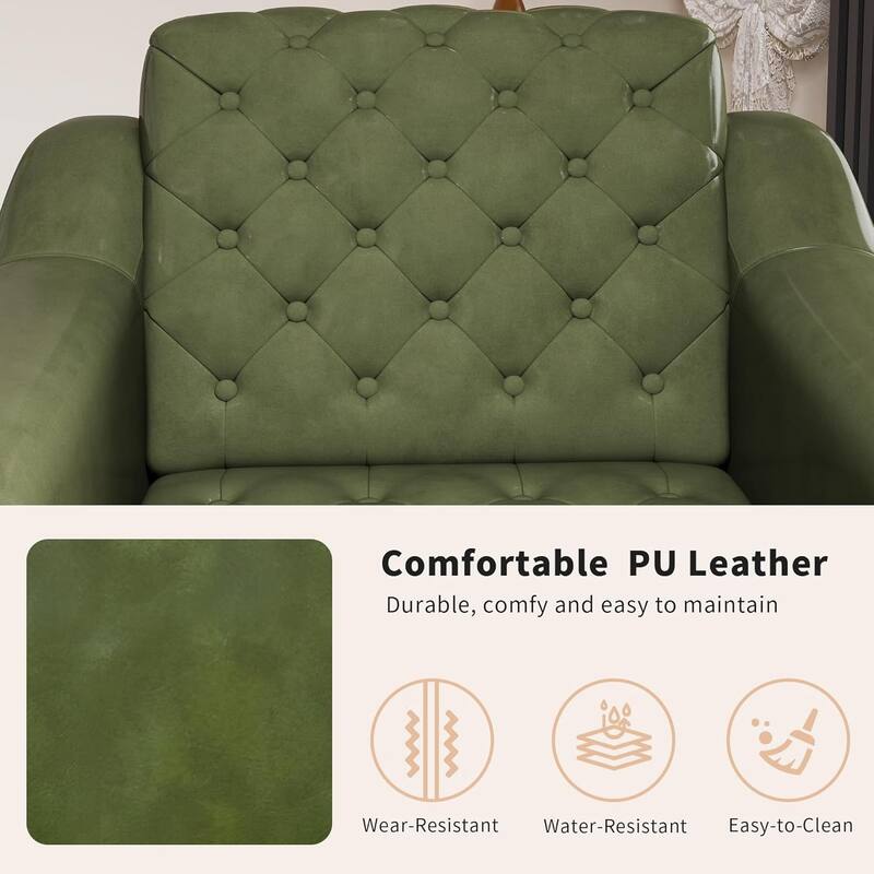 Cozy Accent Chair,PU Leather Modern Living Room Chairs,Mid-Century Office Reading Chair,Single Sofa,Armchair