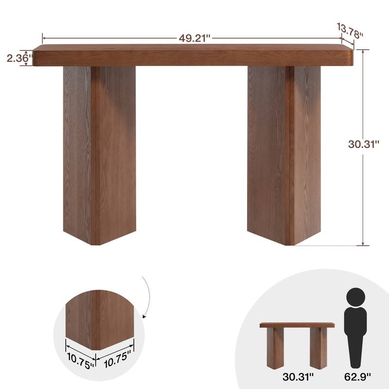 50" Modern Console Table Entryway Sofa Table with Solid Oak Wood Veneer - 49.21"L x 13.78"W x 30.31"H