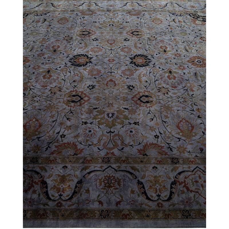 Overton Hand Knotted Wool Vintage Inspired Modern Contemporary Overdyed Gray Area Rug - 8' 1" x 10' 8"