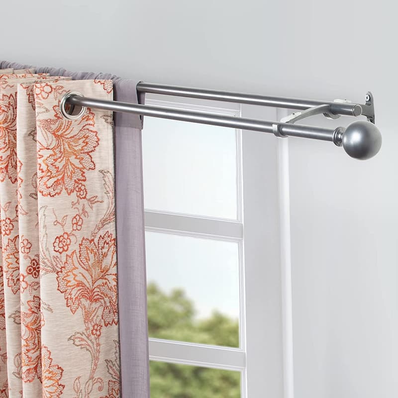 Extendable Double Curtain Rod with Brackets for Door & Windows