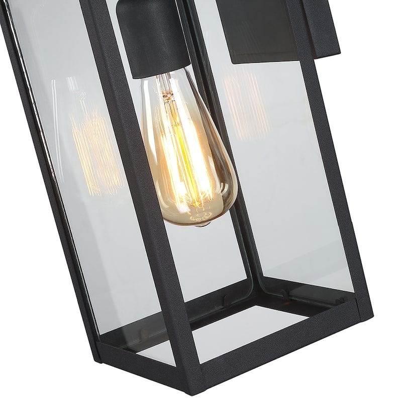 Black Outdoor Exterior Wall Lantern Sconce Light - 15" H