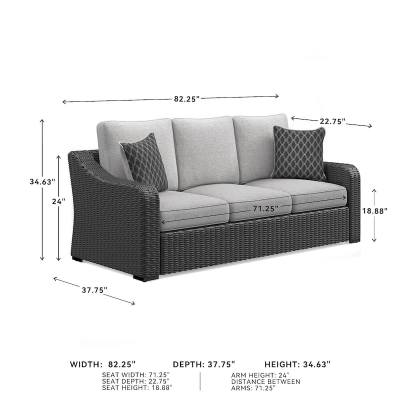 Signature Design by Ashley Beachcroft Outdoor Sofa with Cushion - 82.25" W x 37.75" D x 34.63" H
