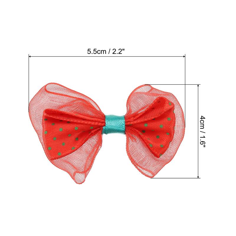 100Pcs 2.2" Mini Bow Tie Satin Ribbon Bows Ties Double-Layered Bowknot - Red