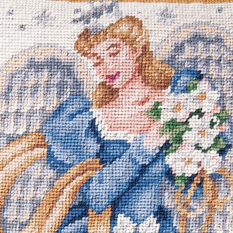 14" x 14" Azure Angel Needlepoint Pillow