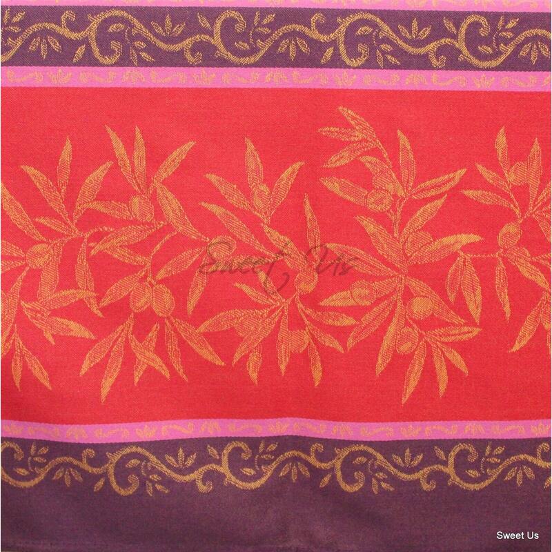 Wipeable Spill Resistant French Cotton Olive Jacquard Tablecloth