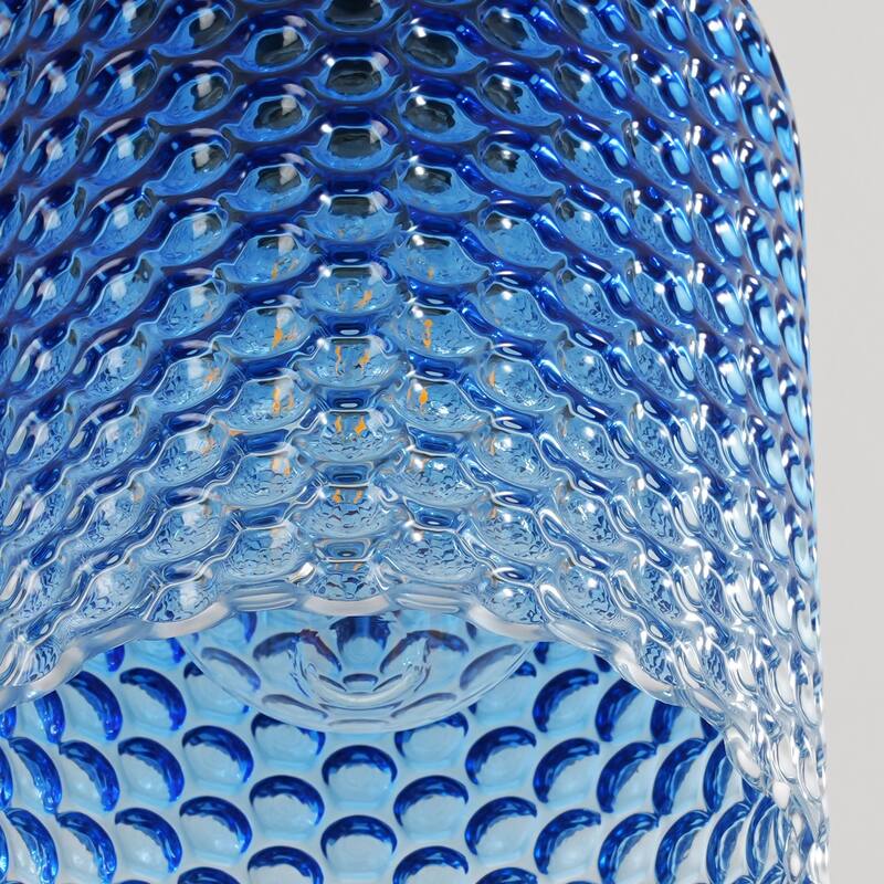 1/3-Light Modern Glam Bell-Shaped Adjustable Island Pendant Light with Clear/Blue/Amber Textured Glass