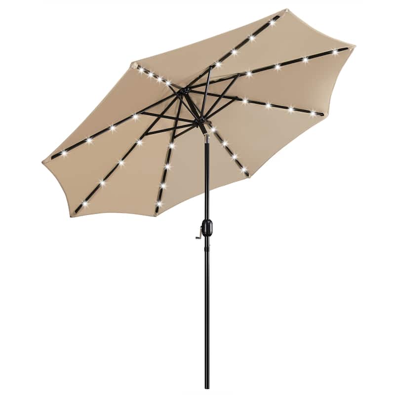 Yaheetech 9FT Patio Umbrella with 32 LED Lights Market Umbrella with 8 Ribs