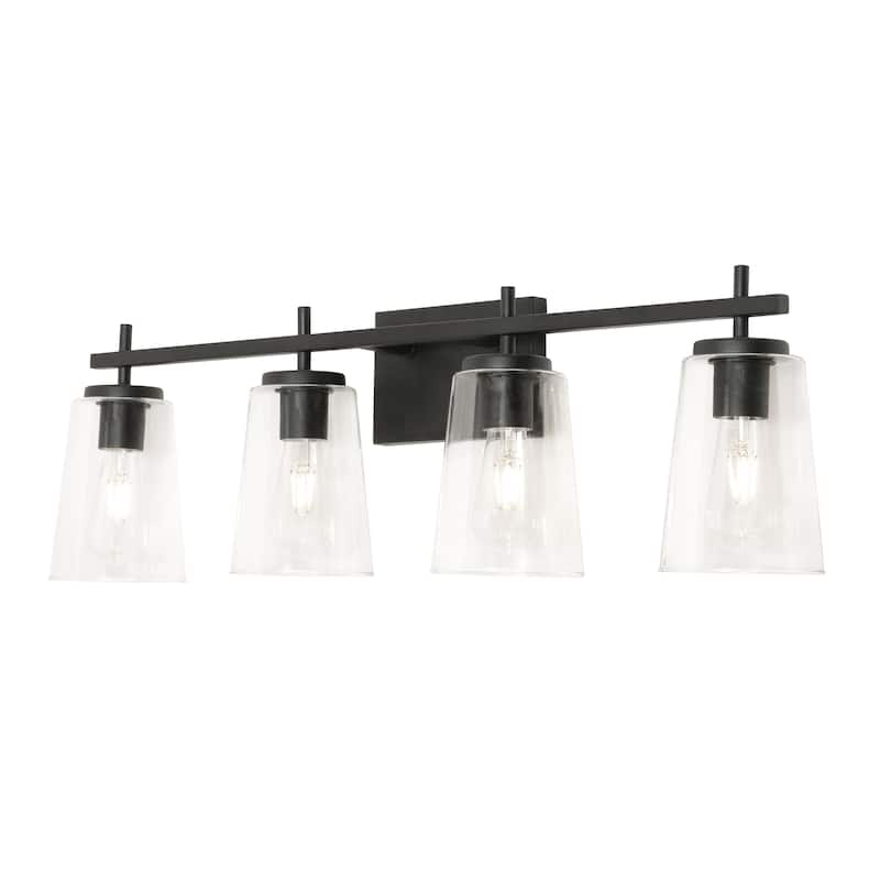 Joanna 33" Vanity Light with White Glass Shade - Black