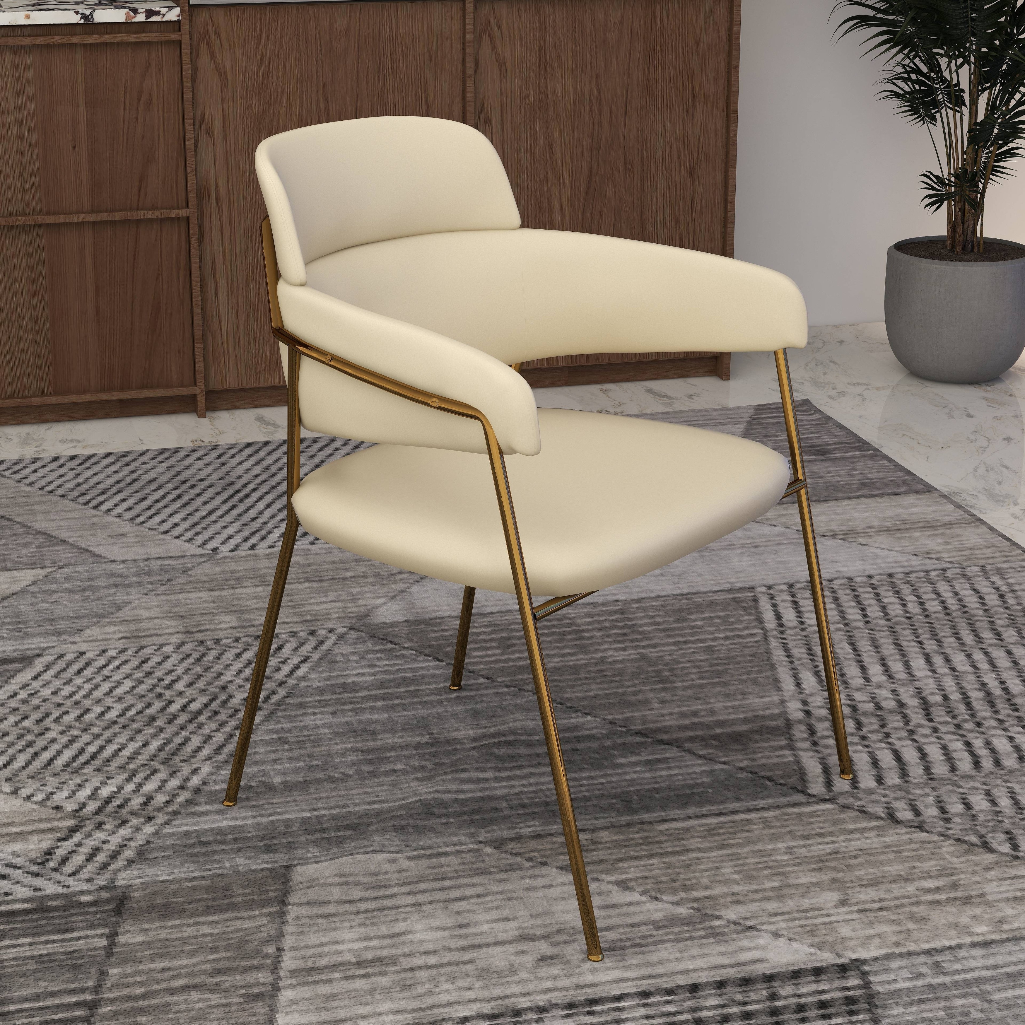 Axis Luxury Velvet Dining Chair - Polished Gold Stainless Steel Legs - Modern Glam Armless Side Accent Chair for Home & Office