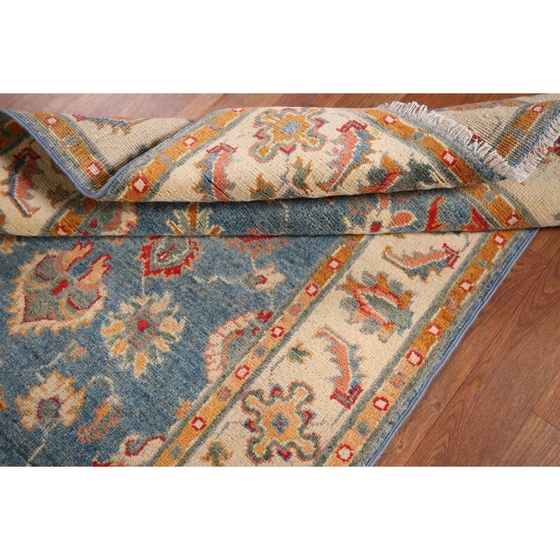 Blue Kazak Oriental Accent Rug Handmade Floral Wool Carpet - 3'3" x 4'11"