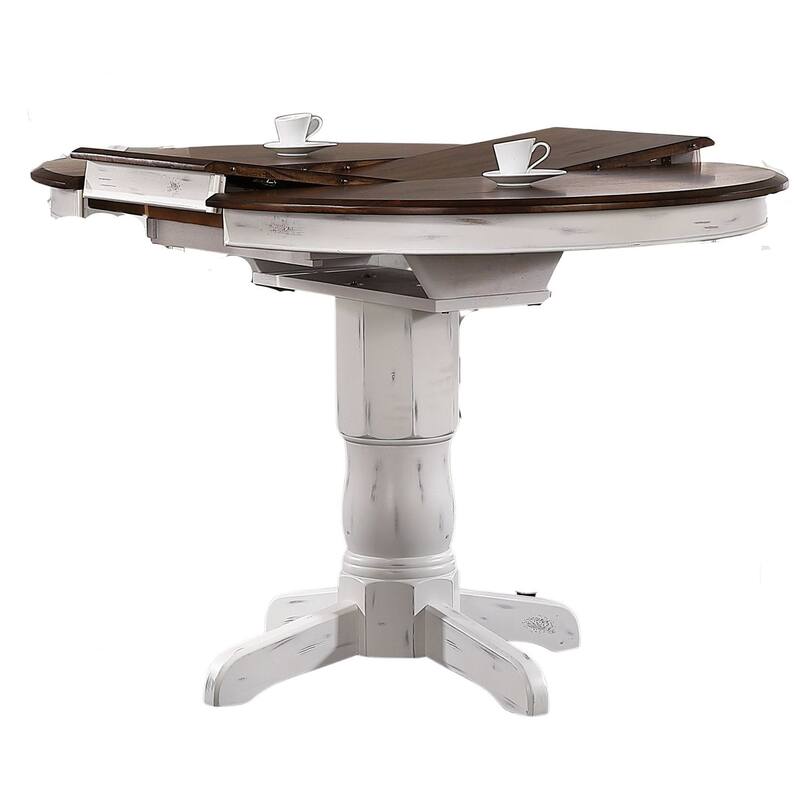 Counter Height Table, 42" x 42" x 60",Distressed Cocoa Brown/Cotton White