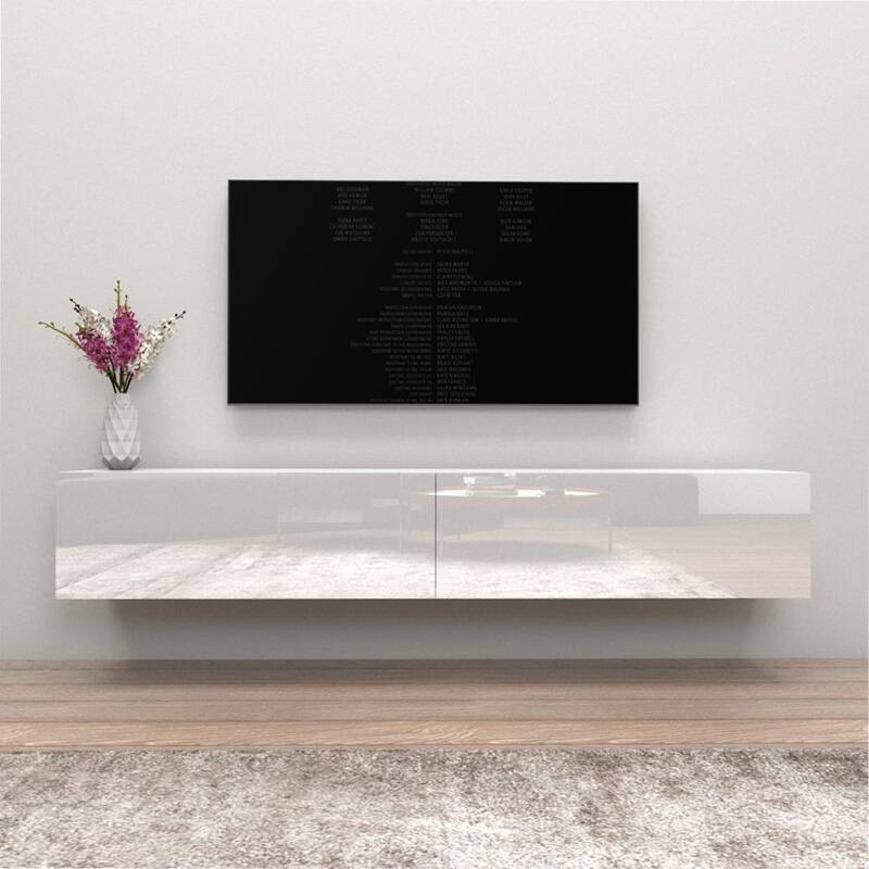 Berno 71-in. Modern Glossy Wall-mounted Floating TV Stand - White