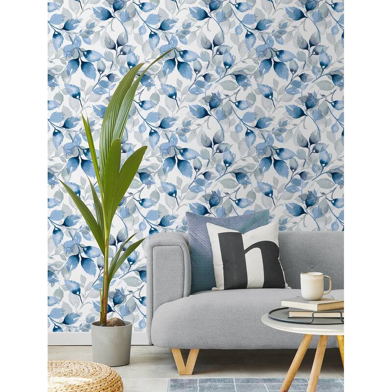 Luxe Haven Watercolor Tossed Leaves Peel and Stick Wallpaper