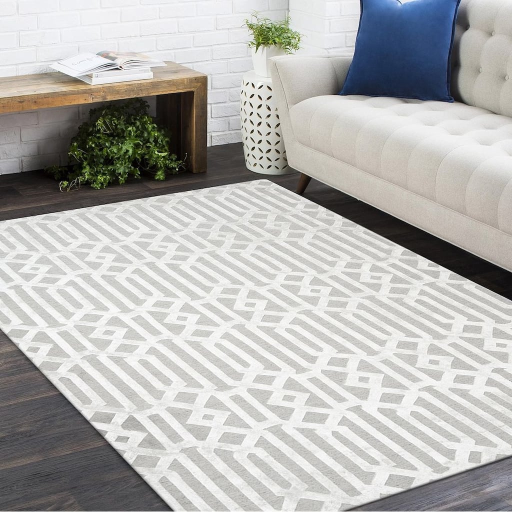 Overton Handmade Modern Contemporary Trellis Area Rug