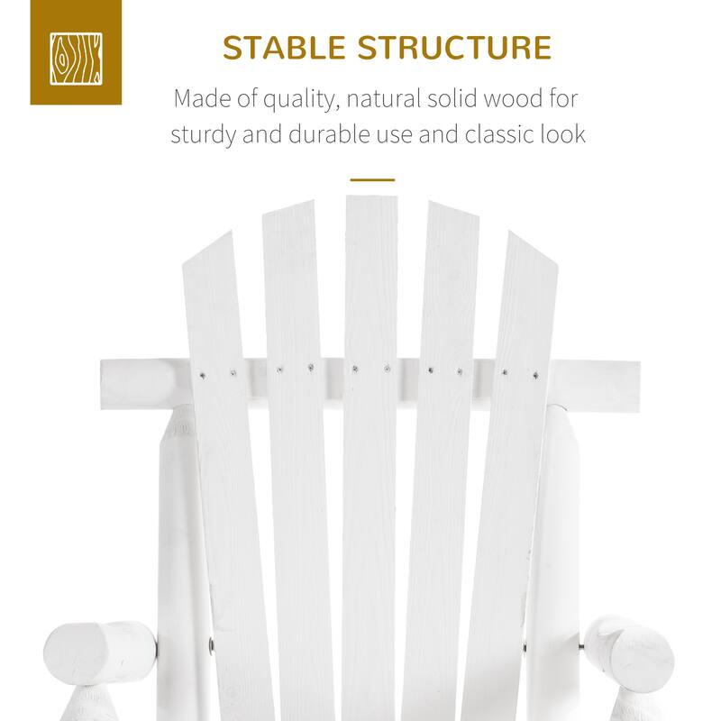 Outsuuny Adirondack Rocking Chair with Slatted Design and Oversize Back for Porch, Poolside, or Garden Lounging