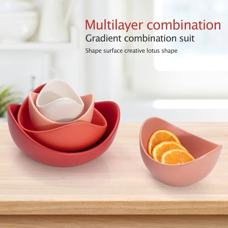 Salad Bowls, 5 Packs Serving Bowls,Lotus Shaped Pasta Bowls, Dishwasher & Microwave Safe, Unique Angled Ceramic Bowls for