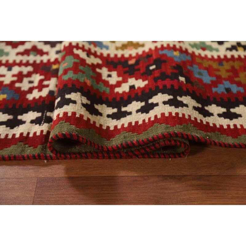 Kilim Qashqai Persian Vintage Rug Bedroom Hand-Woven Wool Carpet - 5'1"x 8'6"
