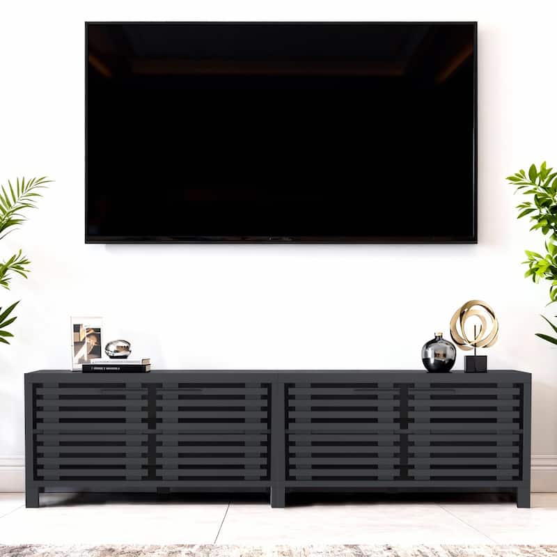 77" Modern Black Storage Media Console TV Stand for TVs up to 85"