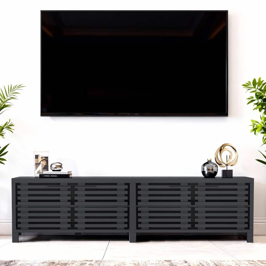 77" Modern Black Storage Media Console TV Stand for TVs up to 85"