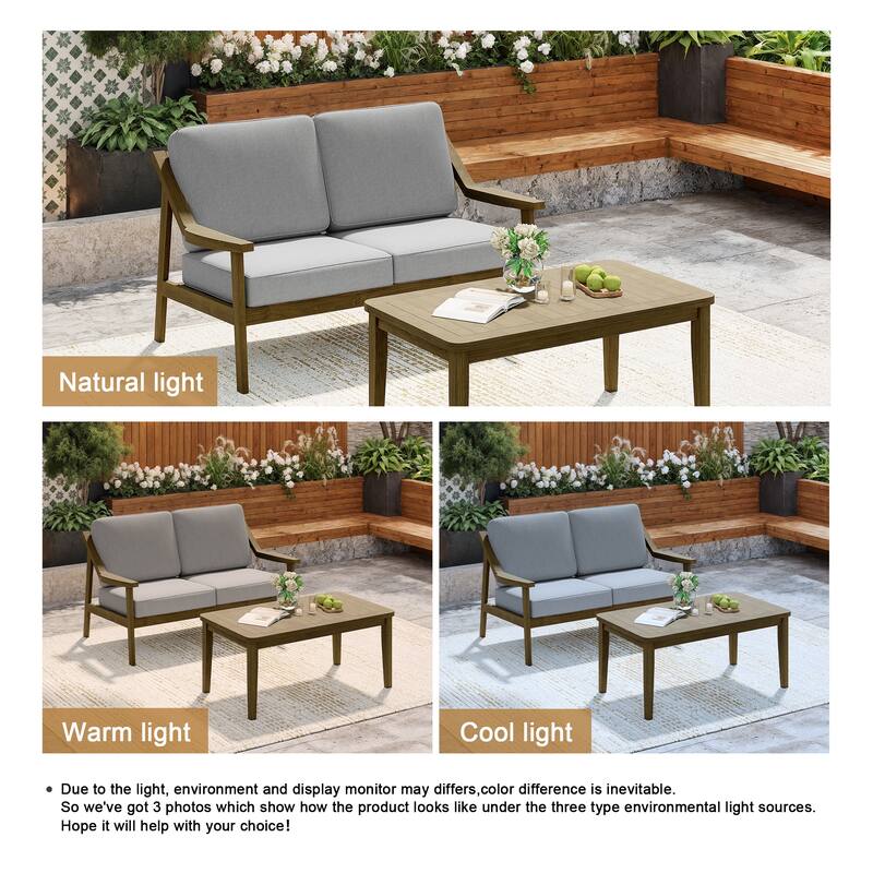 Outdoor Patio Wood Bistro Set/Loveseat Set
