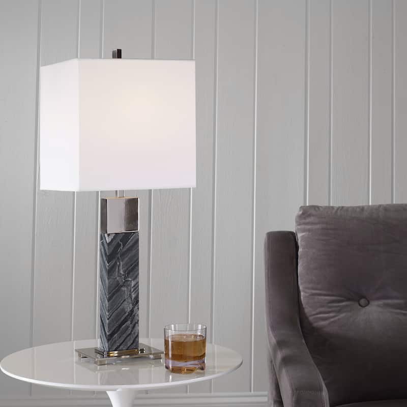 Marble Table Lamp with Square Shade - 27"