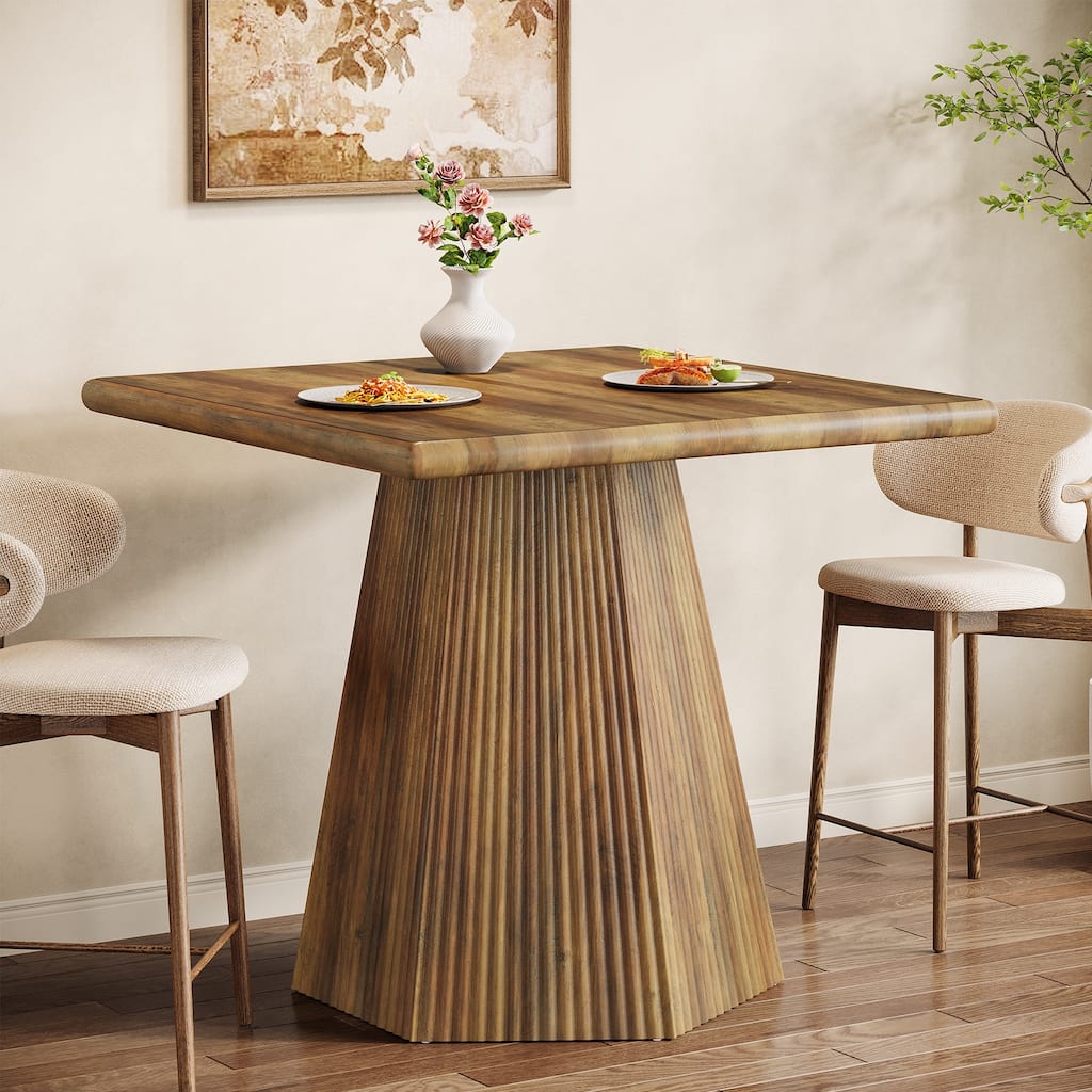 31.5-Inch Square Dining Table with Sturdy Pedestal Base